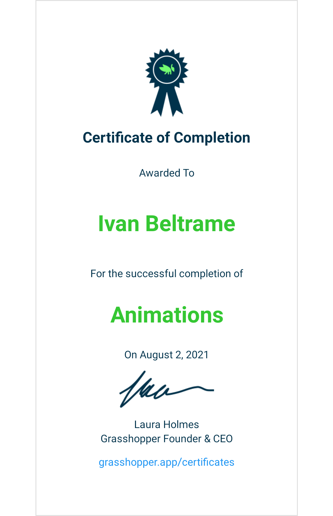Certificato Animations